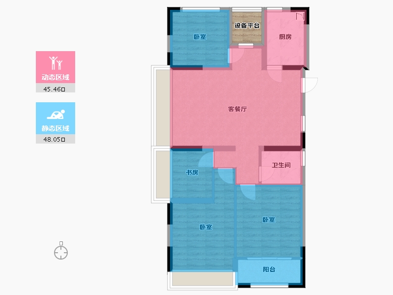 浙江省-湖州市-赞成海月-85.97-户型库-动静分区