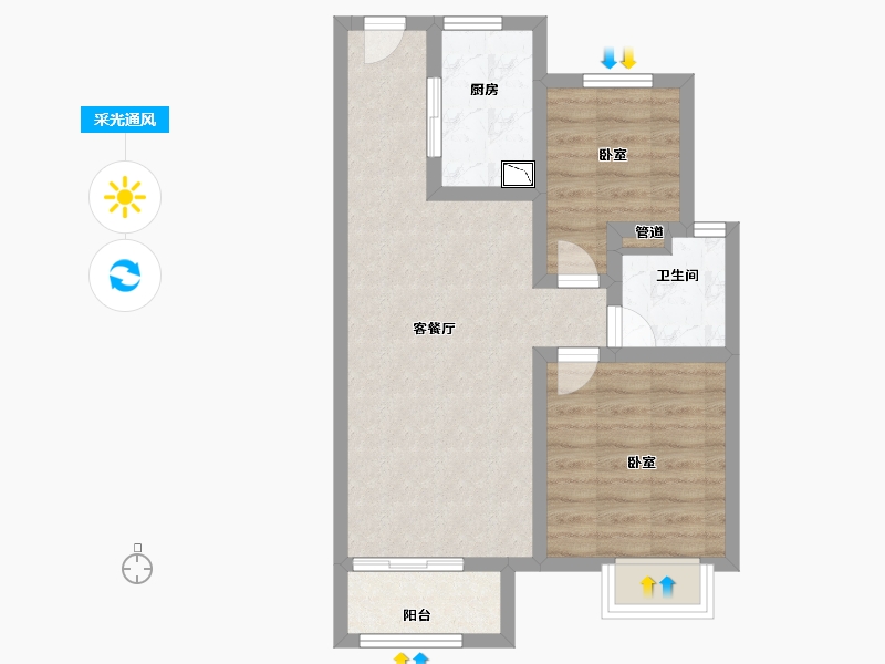 浙江省-舟山市-都会之光-58.00-户型库-采光通风