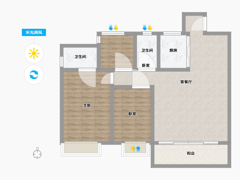 浙江省-温州市-中南漫悦湾-94.00-户型库-采光通风