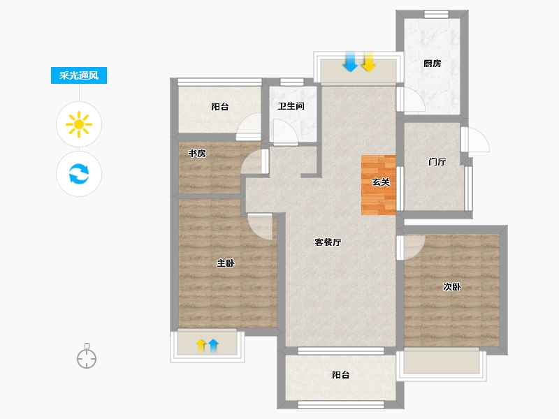 安徽省-滁州市-明发碧桂园桃源府邸-82.00-户型库-采光通风