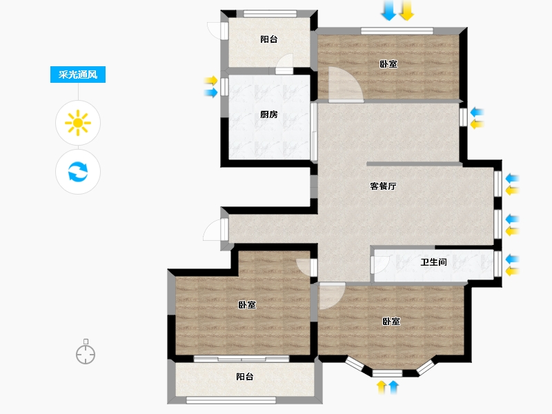 山东省-滨州市-宏福銘苑-95.99-户型库-采光通风