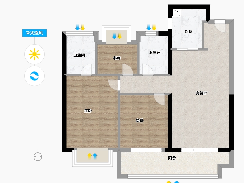 福建省-厦门市-阳光城丽景湾-71.00-户型库-采光通风