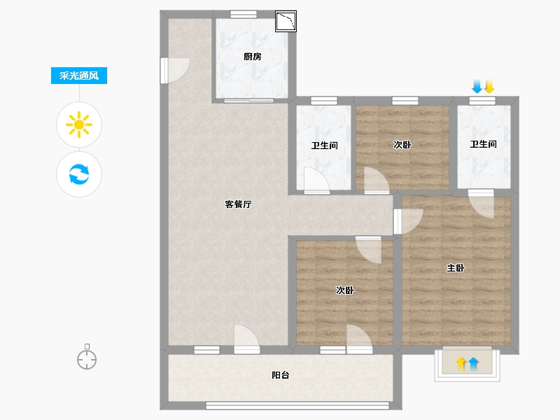 山东省-青岛市-蓝光雍锦半岛-92.00-户型库-采光通风