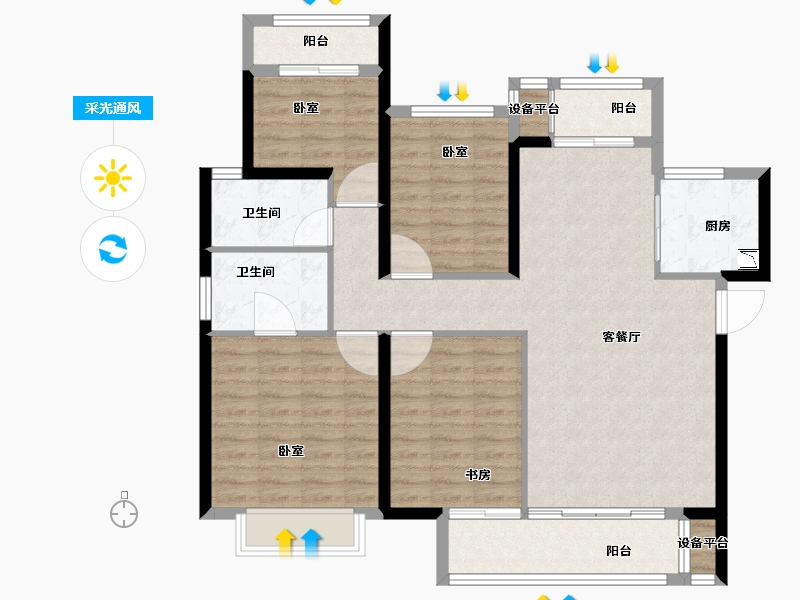 福建省-漳州市-碧桂园阳光城十里江湾-109.00-户型库-采光通风