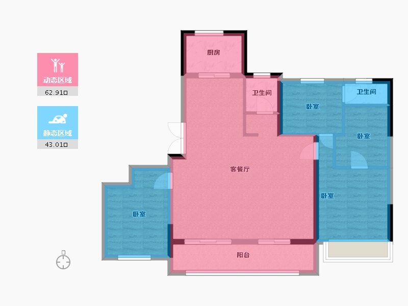 浙江省-宁波市-新鸿·光悦里-95.09-户型库-动静分区