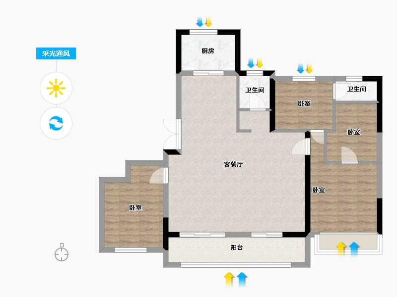 浙江省-宁波市-新鸿·光悦里-95.09-户型库-采光通风