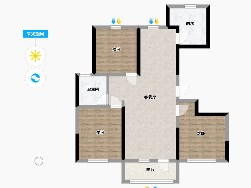 山东省-青岛市-万恒四季花城-80.89-户型库-采光通风