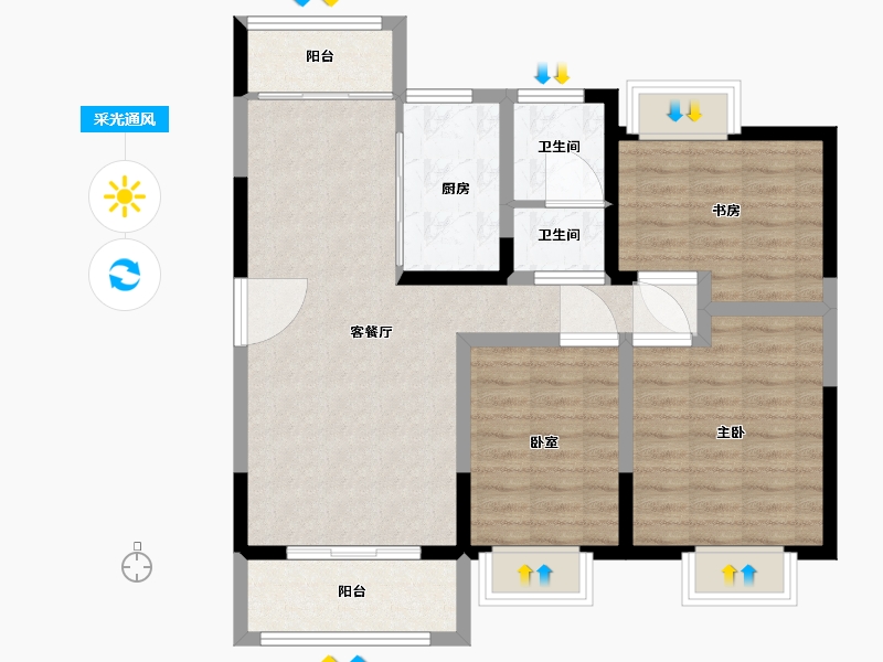 河南省-郑州市-法兰原著·半岛-86.80-户型库-采光通风