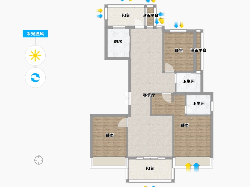 浙江省-绍兴市-勤业阳光龙庭-114.00-户型库-采光通风