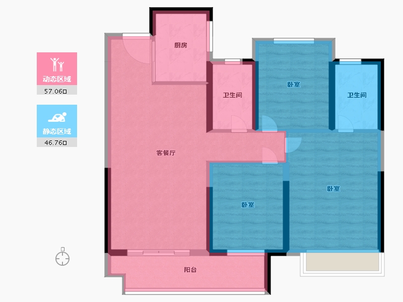 浙江省-温州市-中梁柏悦湾-92.99-户型库-动静分区