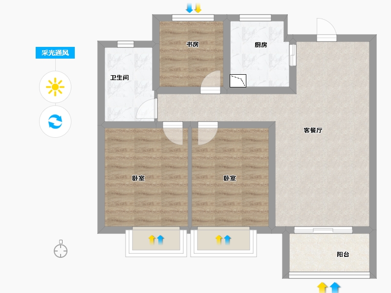 浙江省-舟山市-都会之光-67.00-户型库-采光通风