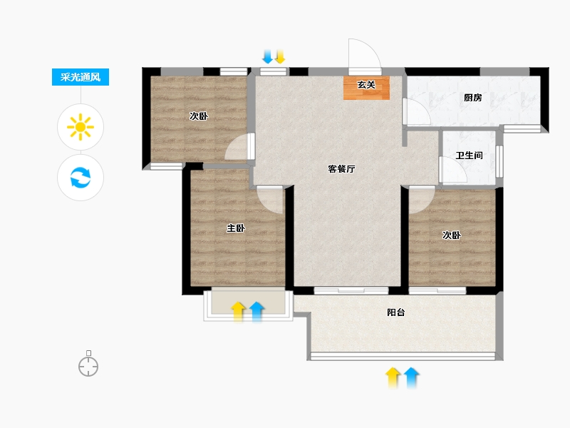 安徽省-阜阳市-罍街堂前樾-79.00-户型库-采光通风