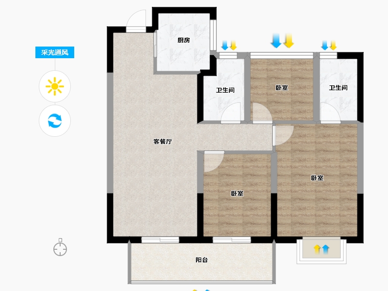 浙江省-嘉兴市-交投祥生白鹤郡-80.00-户型库-采光通风