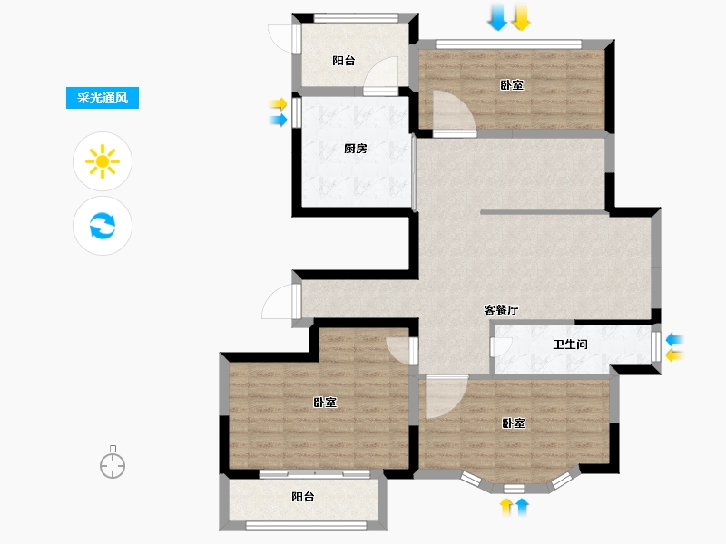 山东省-滨州市-宏福銘苑-103.00-户型库-采光通风