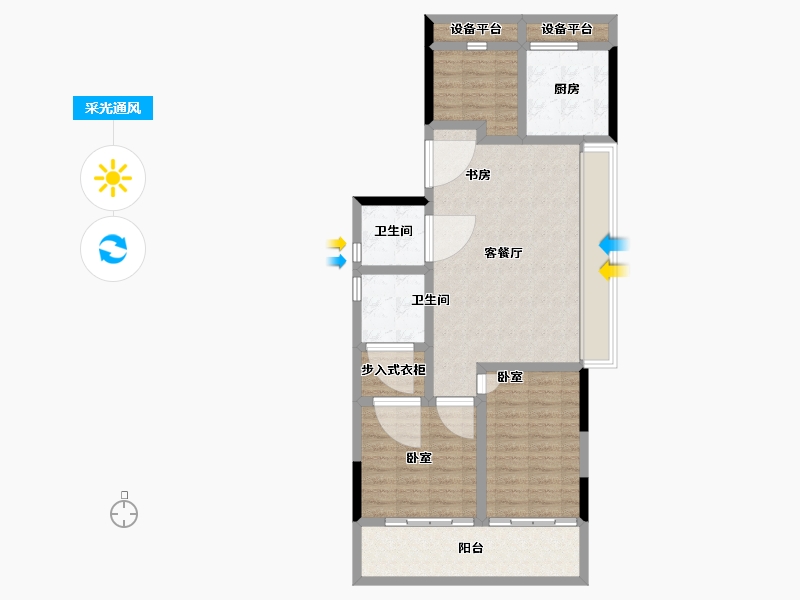 浙江省-温州市-远洋泊云庭-90.00-户型库-采光通风