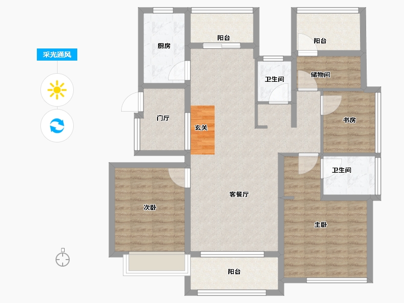 安徽省-滁州市-明发碧桂园桃源府邸-110.15-户型库-采光通风