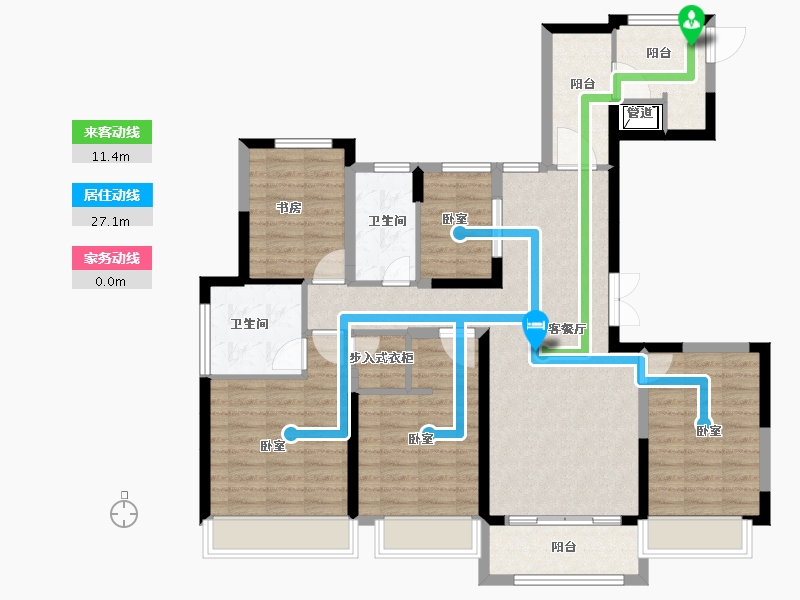 浙江省-宁波市-荣安香园3期公园半岛-111.00-户型库-动静线