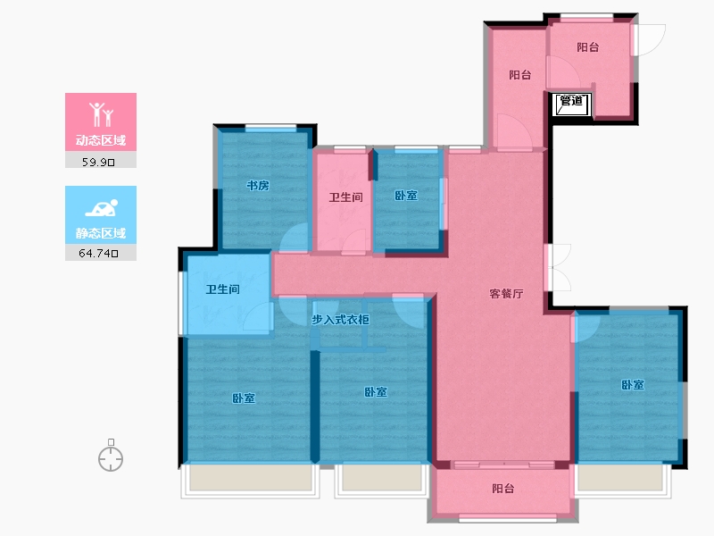 浙江省-宁波市-荣安香园3期公园半岛-111.00-户型库-动静分区