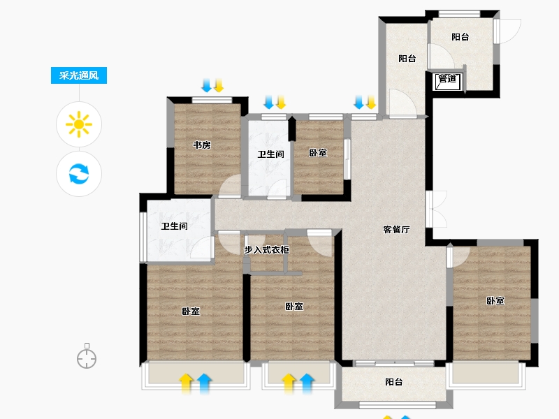 浙江省-宁波市-荣安香园3期公园半岛-111.00-户型库-采光通风