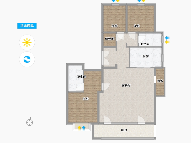 山东省-青岛市-保利天汇-142.01-户型库-采光通风