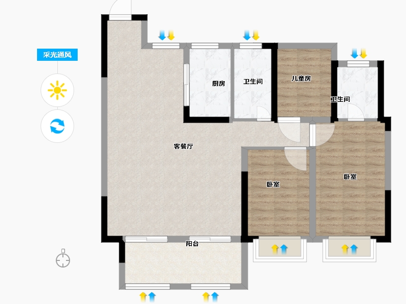 安徽省-合肥市-新城悦隽九里-96.01-户型库-采光通风