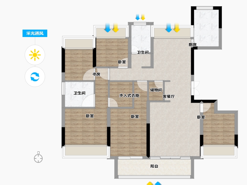 浙江省-绍兴市-祥生金地-114.00-户型库-采光通风