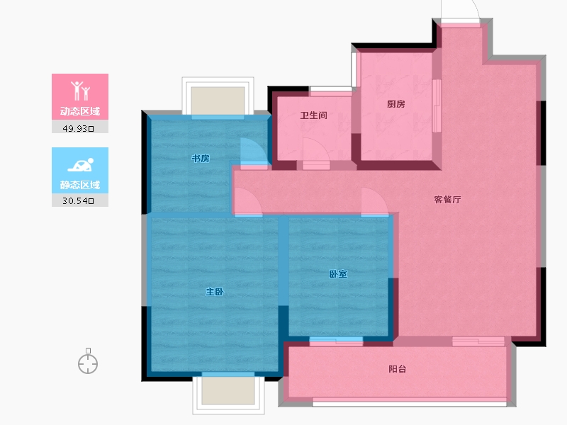 河南省-郑州市-法兰原著·半岛-71.00-户型库-动静分区