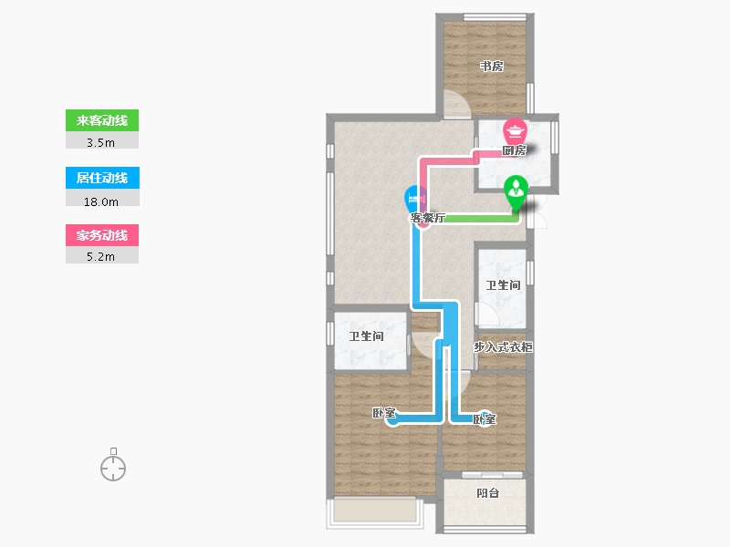 浙江省-绍兴市-绍兴鉴湖印象-88.55-户型库-动静线