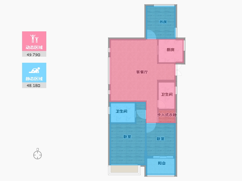 浙江省-绍兴市-绍兴鉴湖印象-88.55-户型库-动静分区