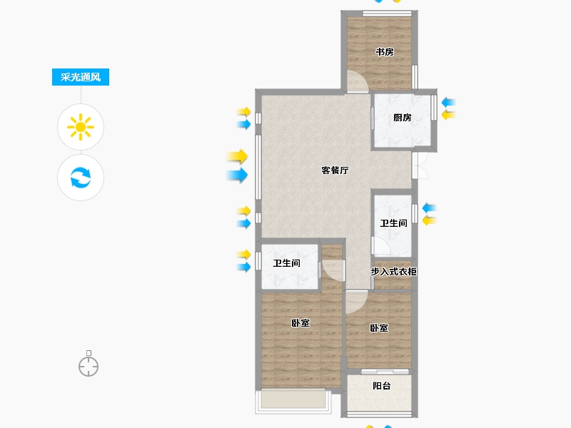 浙江省-绍兴市-绍兴鉴湖印象-88.55-户型库-采光通风