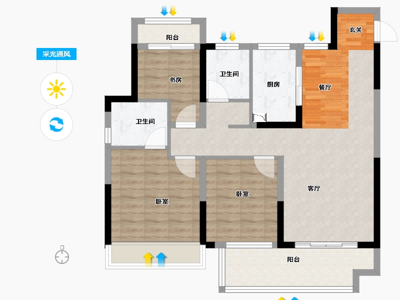 安徽省-宿州市-新华·御府-88.00-户型库-采光通风