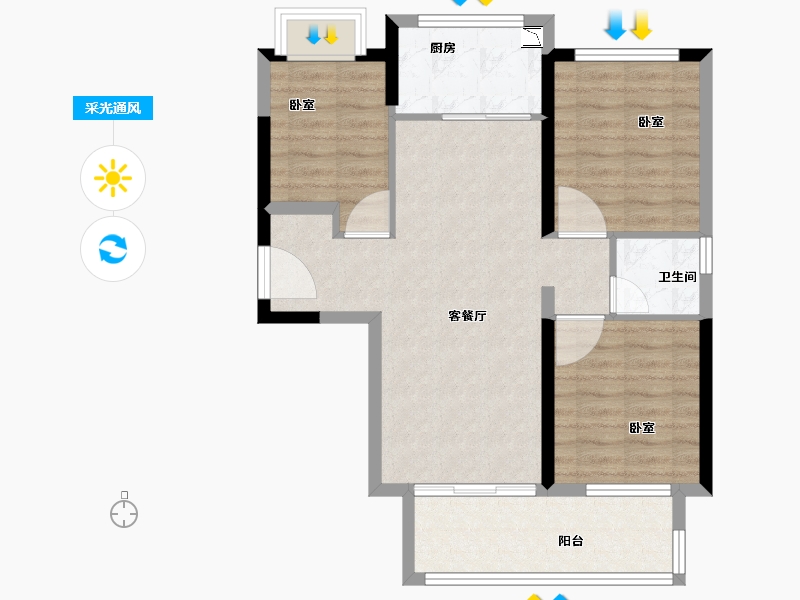 福建省-漳州市-保利李白的院子-74.00-户型库-采光通风