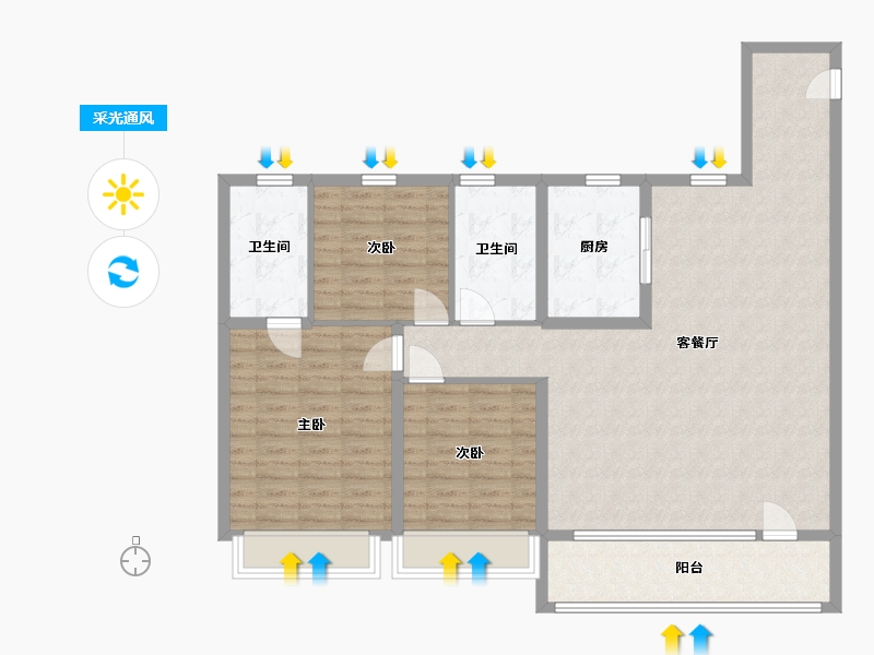 山东省-青岛市-铂悦灵犀湾-114.00-户型库-采光通风