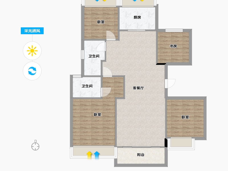 浙江省-湖州市-祥生东方樾-103.10-户型库-采光通风