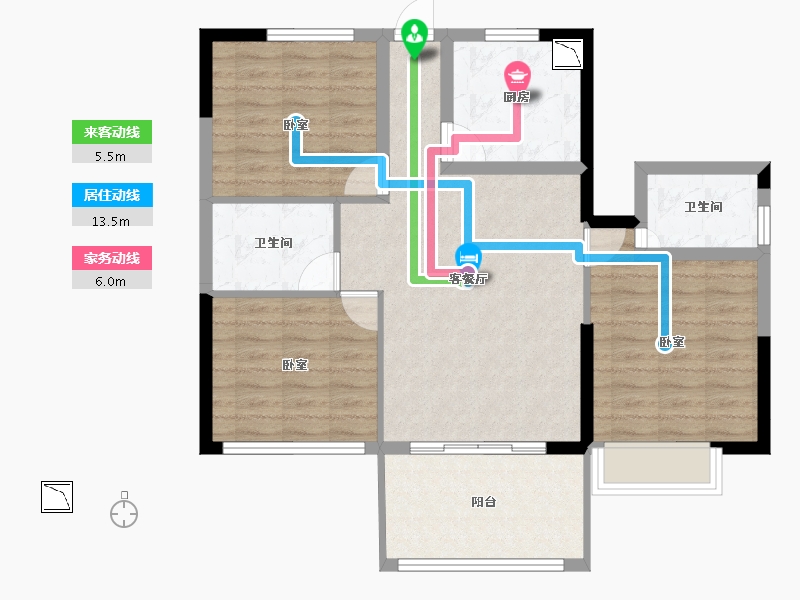 福建省-宁德市-屏南东湖观邸-84.14-户型库-动静线