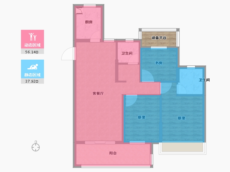 安徽省-合肥市-文一泊心湾-86.99-户型库-动静分区