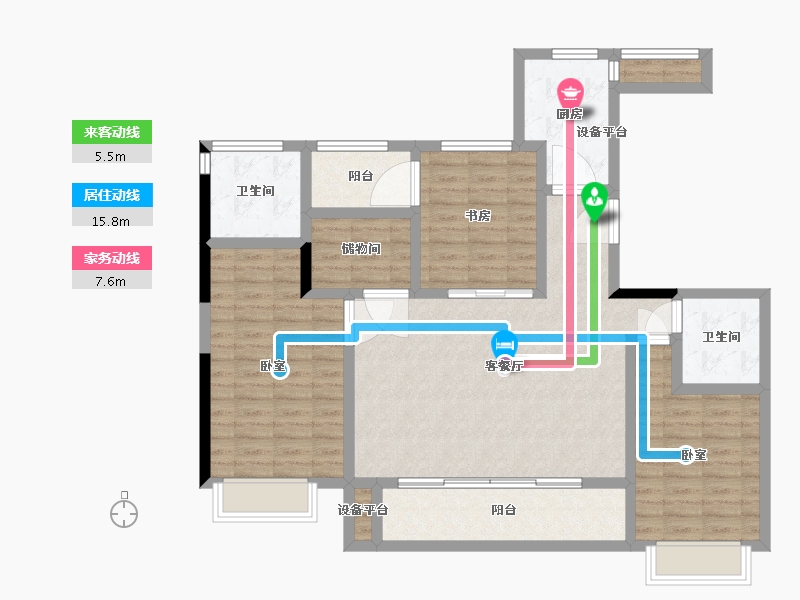 浙江省-温州市-时代·瓯海壹品-111.00-户型库-动静线