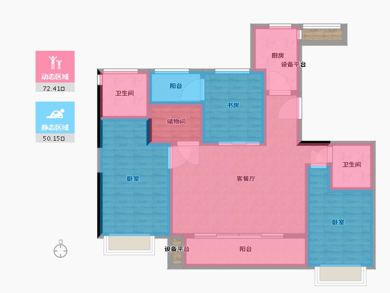 浙江省-温州市-时代·瓯海壹品-111.00-户型库-动静分区