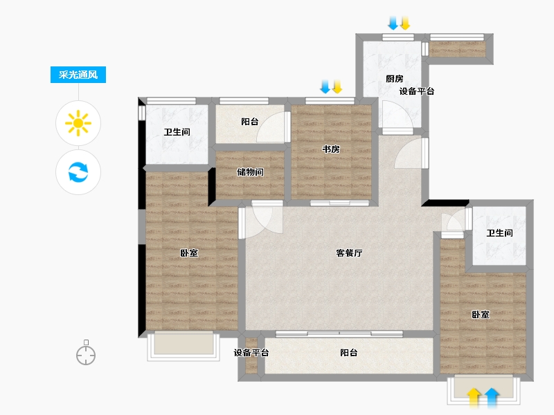 浙江省-温州市-时代·瓯海壹品-111.00-户型库-采光通风