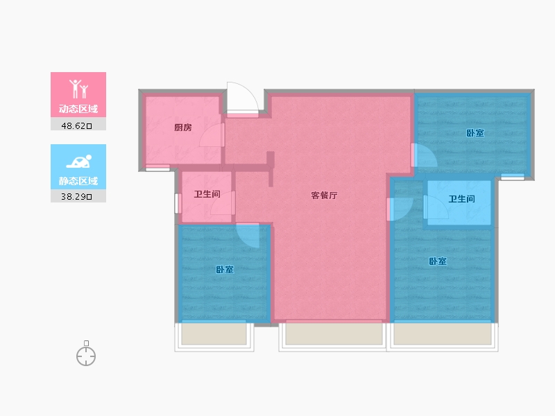 新疆维吾尔自治区-乌鲁木齐市-润泉府-77.45-户型库-动静分区