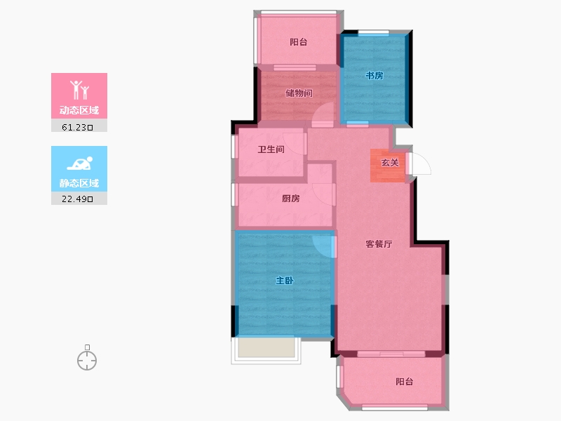 安徽省-滁州市-明发碧桂园桃源观澜-74.00-户型库-动静分区