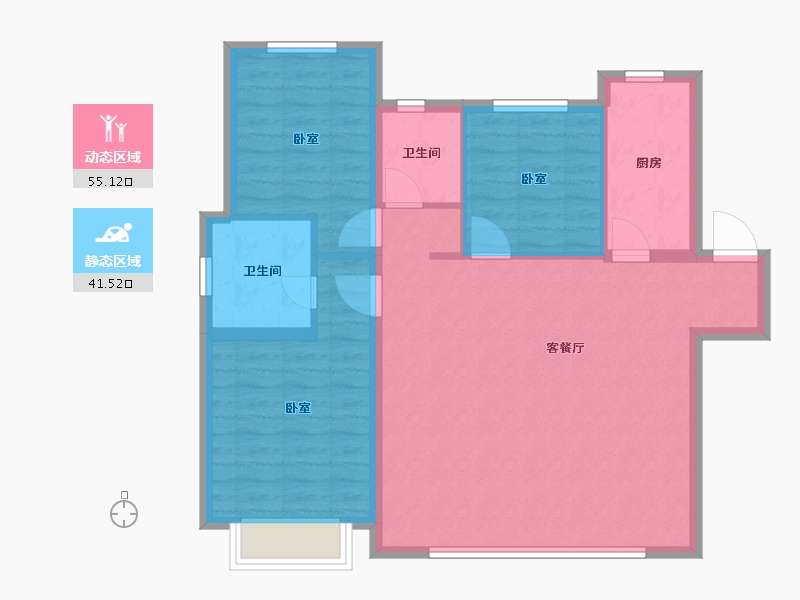 新疆维吾尔自治区-乌鲁木齐市-绿地城二期-87.54-户型库-动静分区