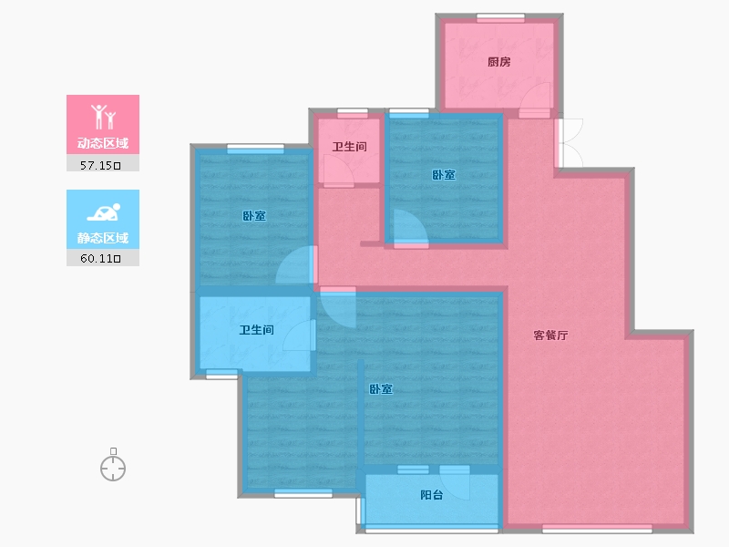 新疆维吾尔自治区-乌鲁木齐市-紫金城东湖左岸-103.88-户型库-动静分区