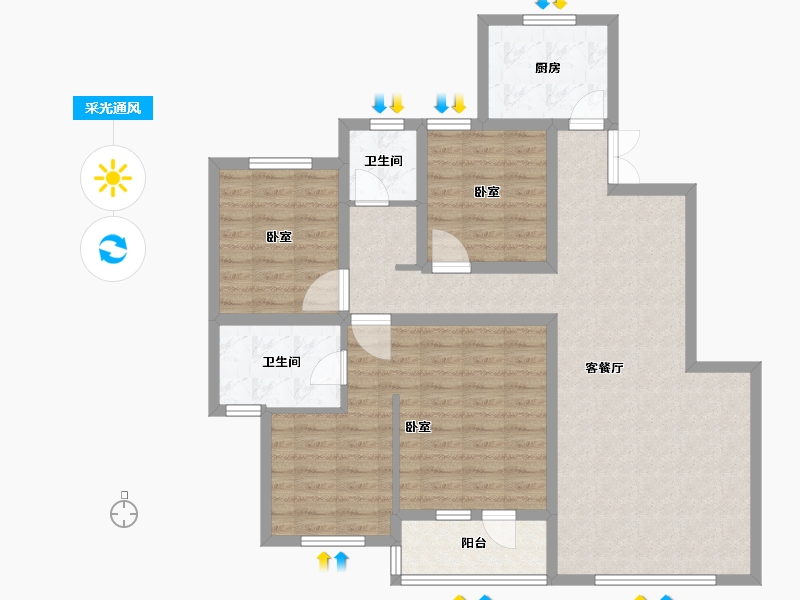 新疆维吾尔自治区-乌鲁木齐市-紫金城东湖左岸-103.88-户型库-采光通风