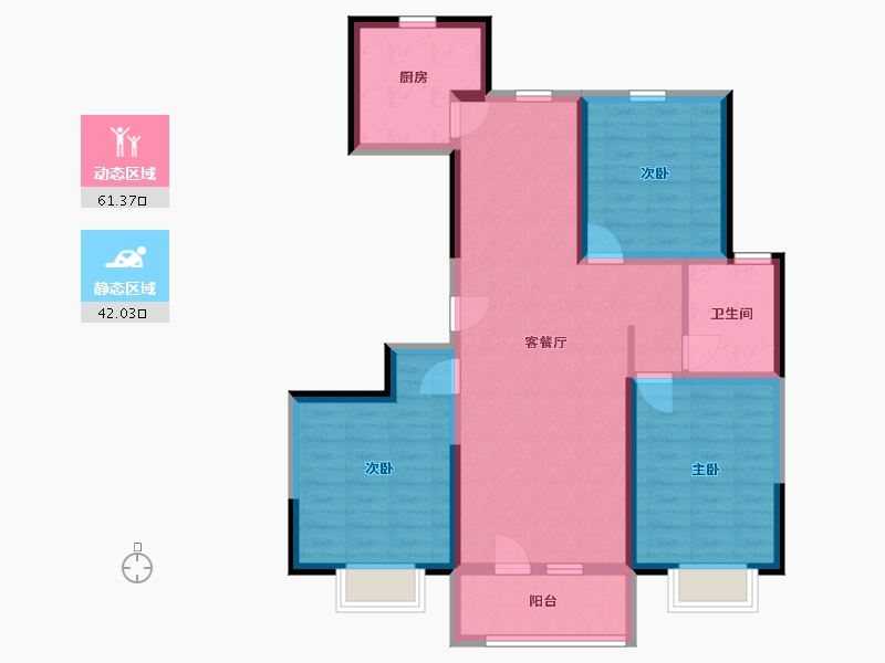 山东省-青岛市-万恒四季花城-92.00-户型库-动静分区