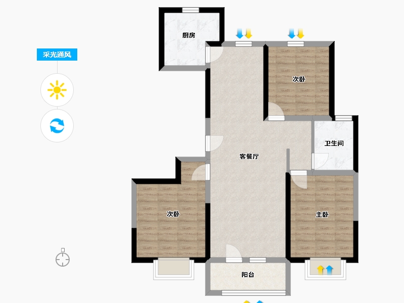 山东省-青岛市-万恒四季花城-92.00-户型库-采光通风