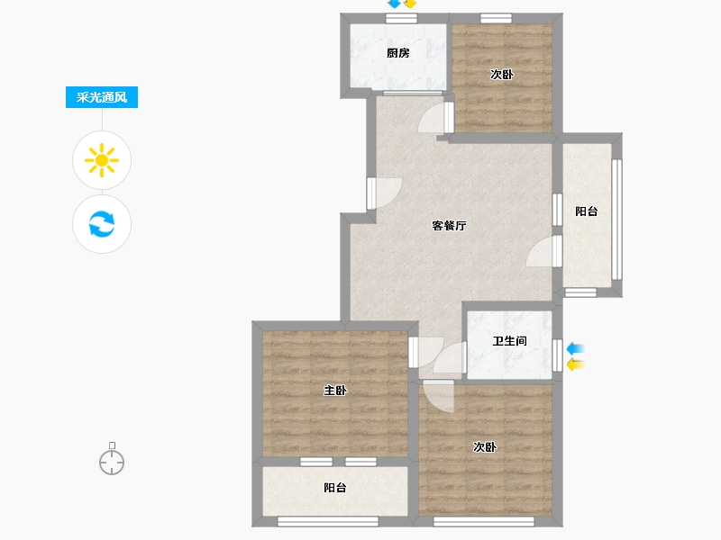 山东省-青岛市-萃英花园-71.61-户型库-采光通风