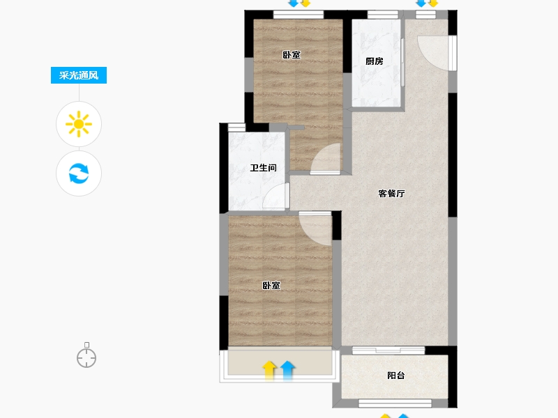 河南省-郑州市-银基国际旅游度假区-62.00-户型库-采光通风