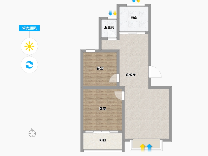 山东省-滨州市-玉龙湖畔-72.00-户型库-采光通风