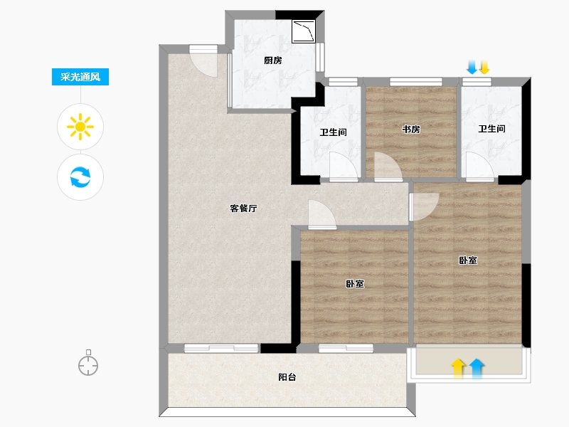 浙江省-杭州市-星创城-82.85-户型库-采光通风